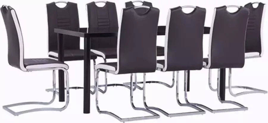 VidaXL 9-delige Eethoek kunstleer bruin