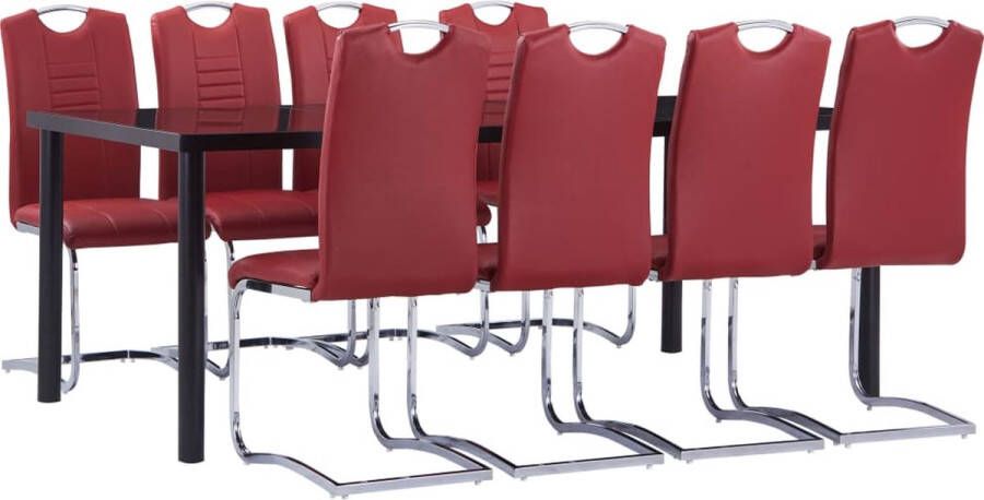 VidaXL 9-delige Eethoek kunstleer rood