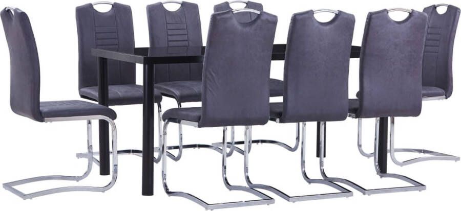 VidaXL 9-delige Eethoek kunstsuÃ¨de grijs - Foto 4