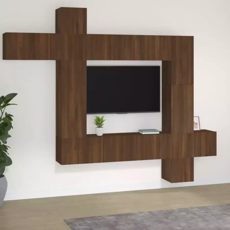 VidaXL -9-delige-Tv-meubelset-bewerkt-hout-bruineikenkleurig