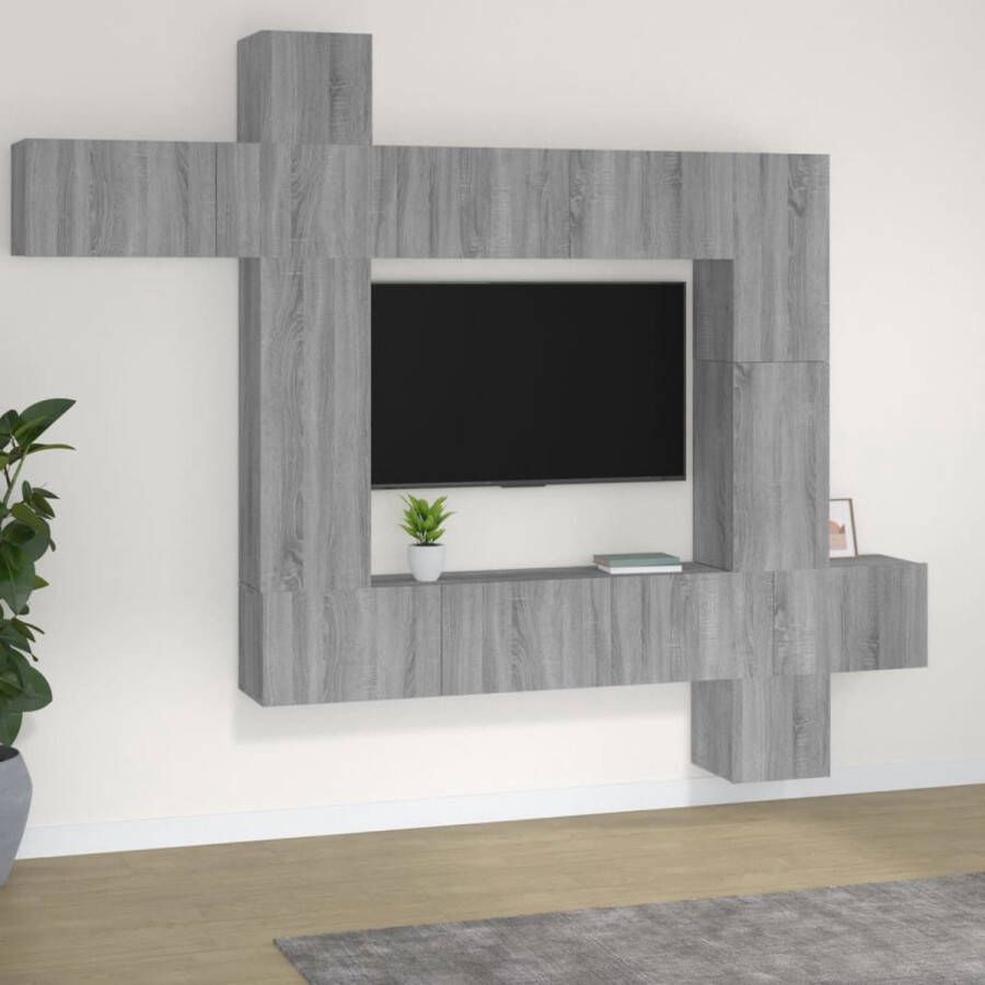 VidaXL -9-delige-Tv-meubelset-bewerkt-hout-grijs-sonoma-eikenkleurig - Foto 1