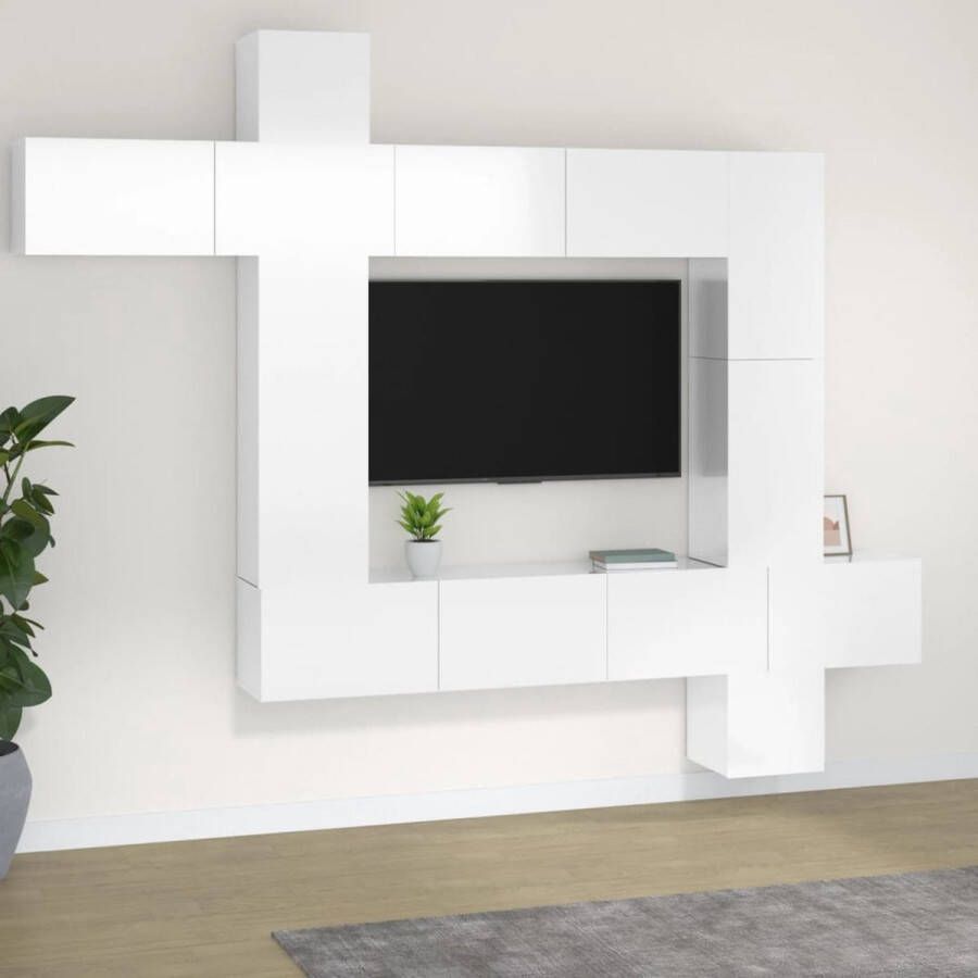 VidaXL -9-delige-Tv-meubelset-bewerkt-hout-hoogglans-wit - Foto 2