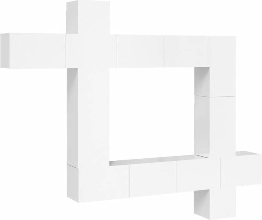 VidaXL -9-delige-Tv-meubelset-bewerkt-hout-hoogglans-wit - Foto 1