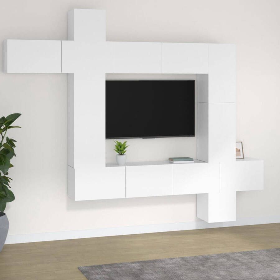 VidaXL -9-delige-Tv-meubelset-bewerkt-hout-wit