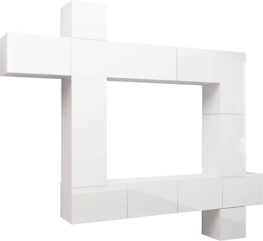 VidaXL -9-delige-Tv-meubelset-spaanplaat-hoogglans-wit