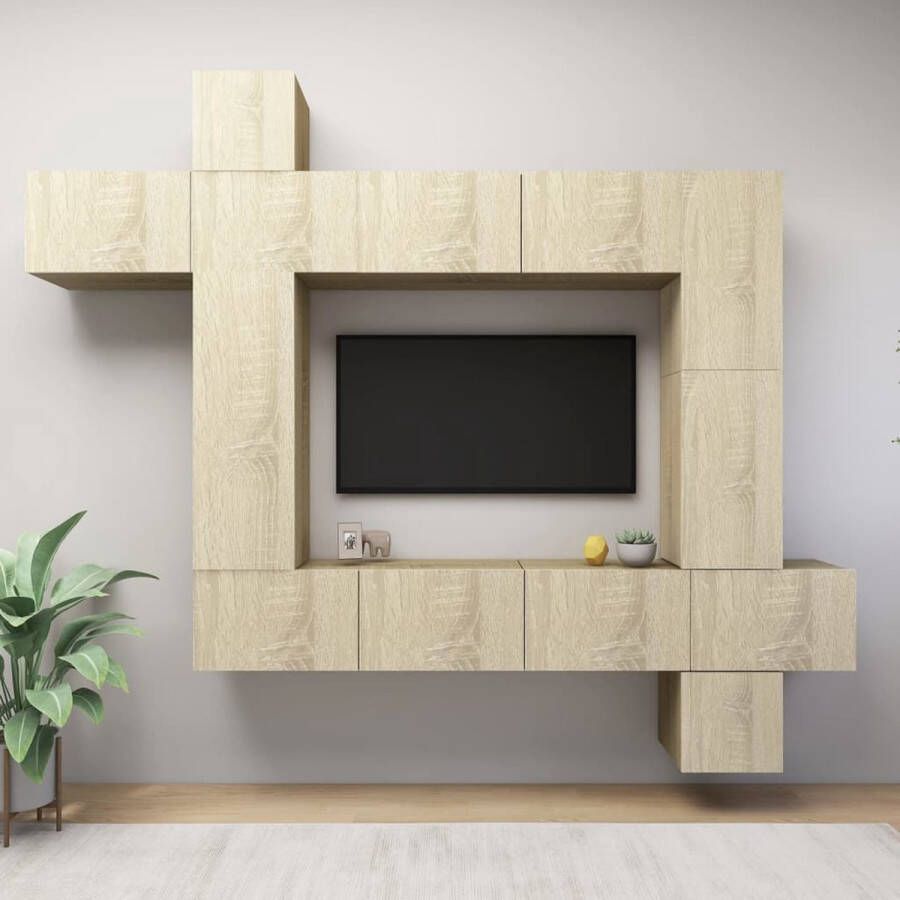 VIDAXL 9-delige Tv-meubelset bewerkt hout sonoma eikenkleurig - Foto 1