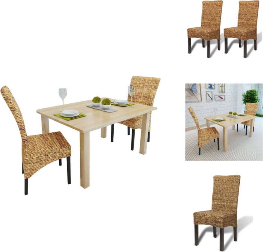 VidaXL Eetkamerstoel Eetkamerstoelen Keukenstoelen Keukenstoel Eetkamerstoelen 2 st abaca en massief mangohout - Foto 2