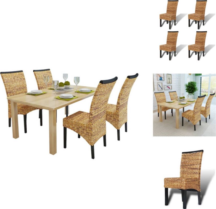 VidaXL Eetkamerstoel Eetkamerstoelen Keukenstoelen Keukenstoel Eetkamerstoelen 2 st abaca en massief mangohout - Foto 2