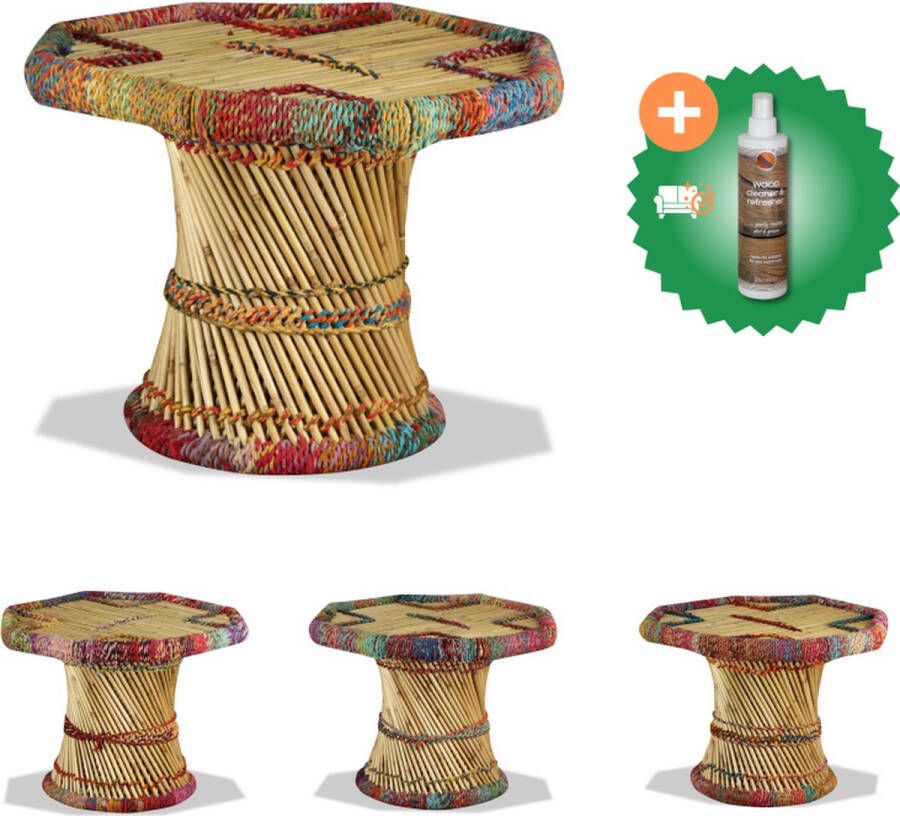 VidaXL Achthoekige salontafel Bamboe 60 x 60 x 45 cm Handgemaakt Tafel Inclusief Houtreiniger en verfrisser