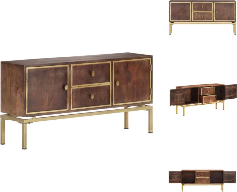 VidaXL Antiek Massief Mangohouten Dressoir 120 x 29 x 60 cm Met 2 deuren en 2 lades Keukenkast - Foto 2