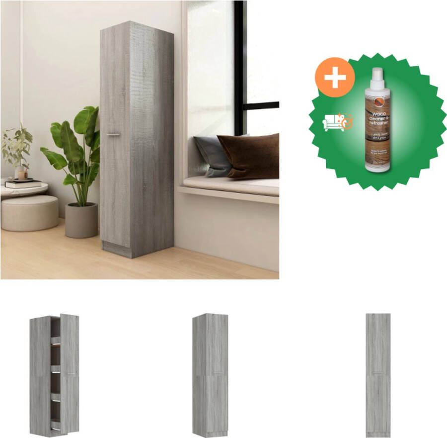 VidaXL Apothekerskast 30x42-5x150 cm bewerkt hout grijs sonoma eiken Kast Inclusief Houtreiniger en verfrisser