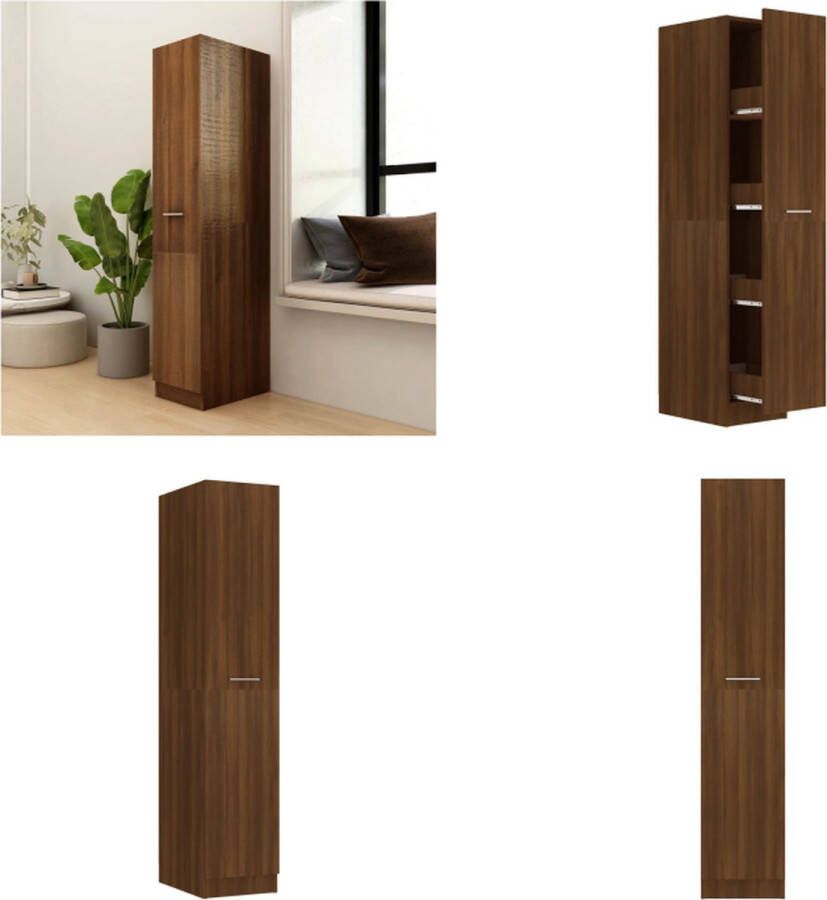 VidaXL Apothekerskast 30x42-5x150 cm bewerkt hout bruineikenkleurig Apothekerskast Apothekerskasten Kast Opbergkast