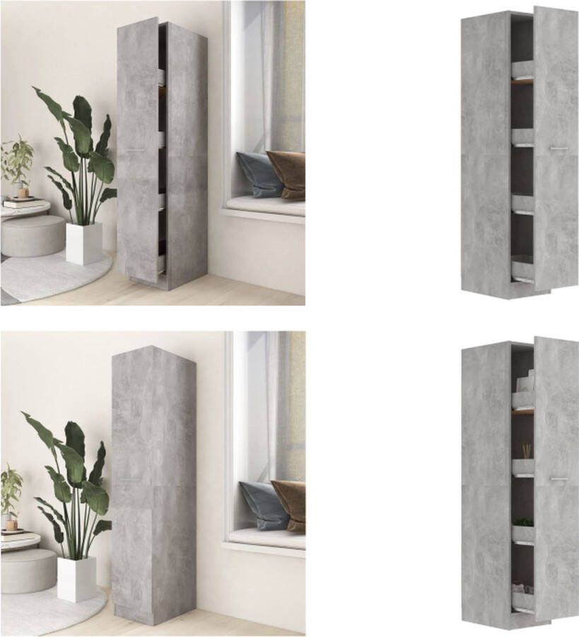VidaXL Apothekerskast 30x42-5x150 cm spaanplaat betongrijs Apothekerskast Apothekerskasten Kast Kasten
