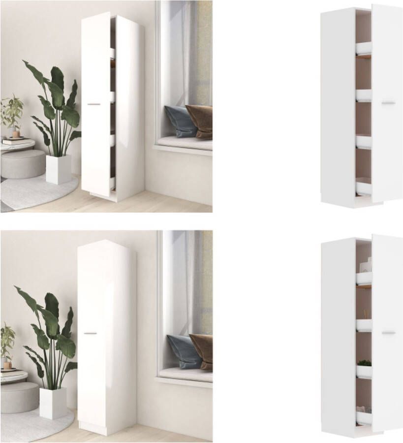 VidaXL Apothekerskast 30x42-5x150 cm spaanplaat wit Apothekerskast Apothekerskasten Kast Kasten