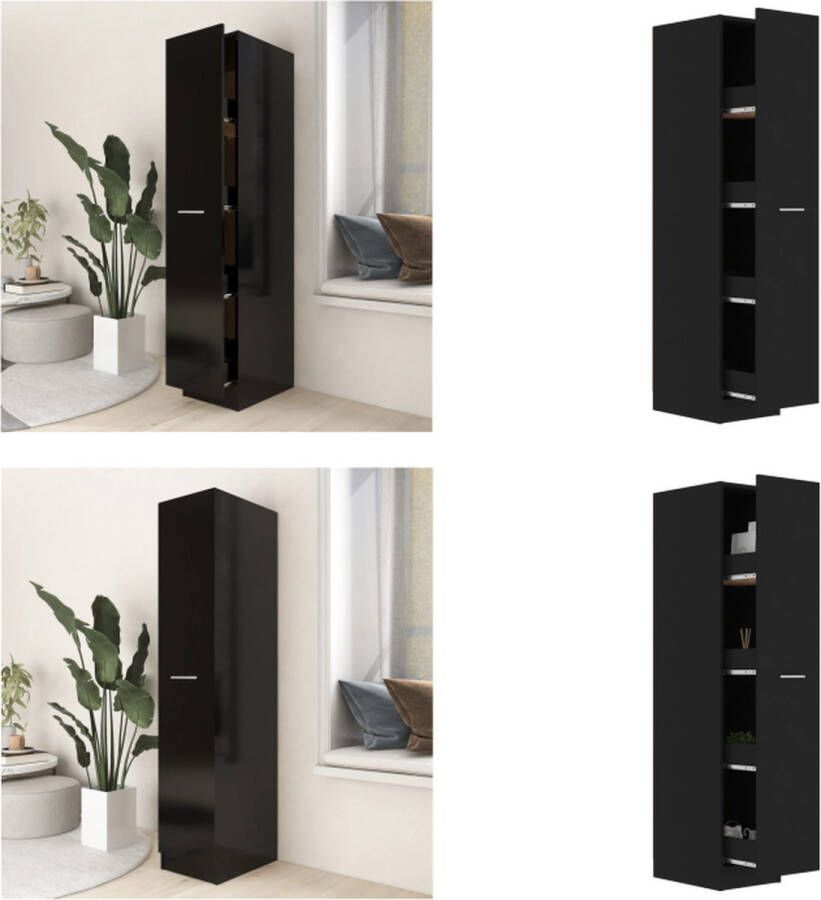 VidaXL Apothekerskast 30x42-5x150 cm spaanplaat zwart Apothekerskast Apothekerskasten Kast Kasten