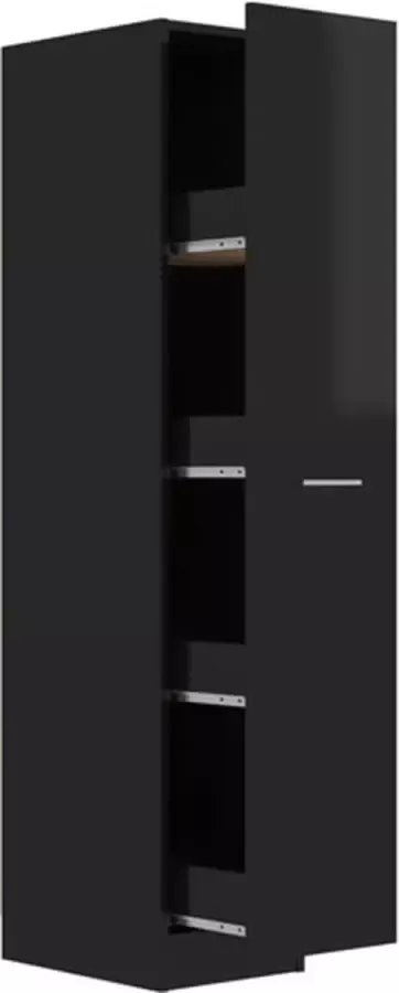 VIDAXL Apothekerskast 30x42 5x150 cm spaanplaat hoogglans zwart - Foto 2