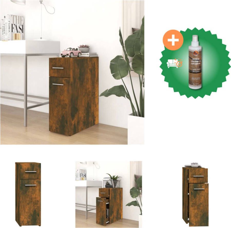 VidaXL Apothekerskast 20x45-5x60 cm bewerkt hout gerookt eikenkleurig Kast Inclusief Houtreiniger en verfrisser