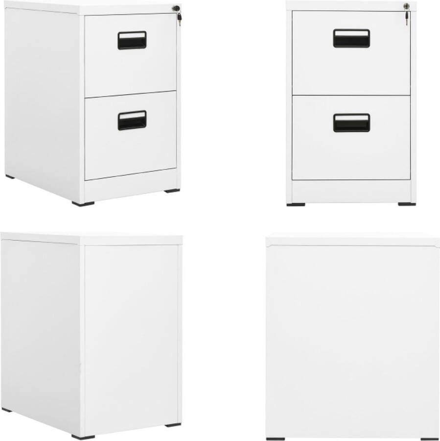 VidaXL Archiefkast 46x62x72-5 cm staal wit Ladeblok Ladeblokken Ladenblok Verrijdbaar Ladeblok - Foto 2