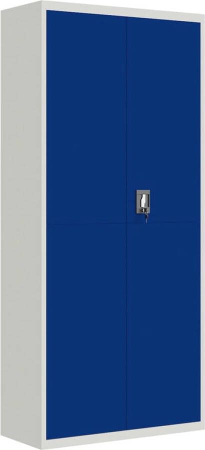 VidaXL -Archiefkast-90x40x200-cm-staal-lichtgrijs-en-blauw