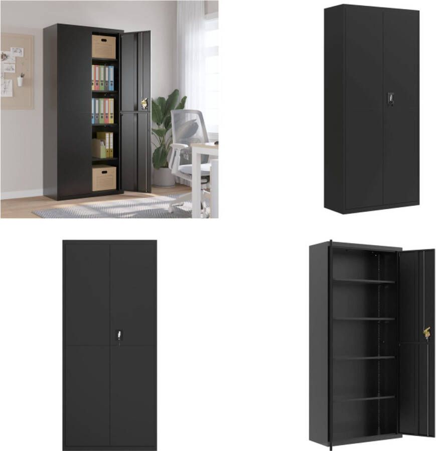 VidaXL -Archiefkast-90x40x200-cm-staal-zwart Archiefkast Archiefkasten Opbergkast Kantoorkast