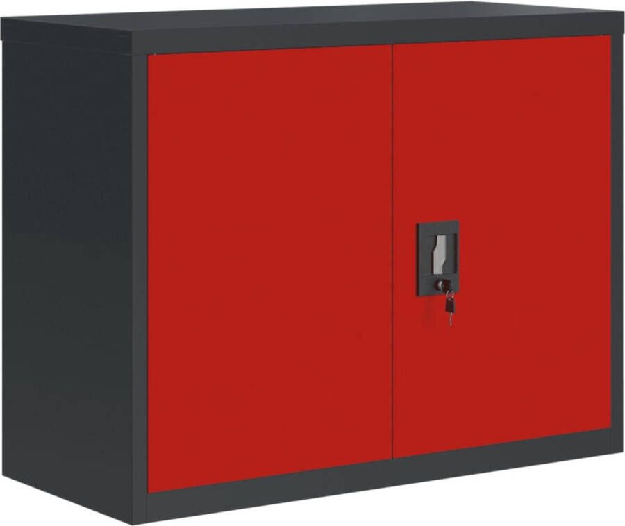 VidaXL -Archiefkast-90x40x70-cm-staal-antracietkleurig-en-rood