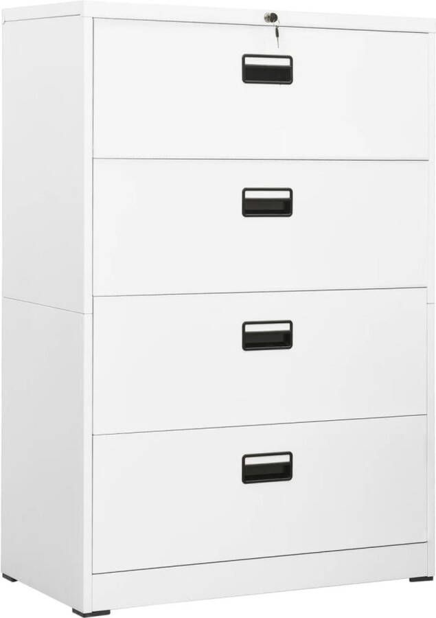 VidaXL Archiefkast Wit Staal 90x46x134 cm Archiefkaartje Documentenstoring Metalen Kasten Bureauspullen Kantooraccessoires Archivatie - Foto 2