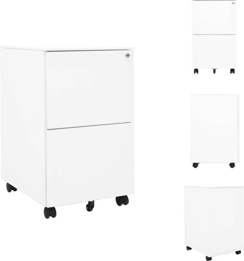 VidaXL Ladeblok Ladeblokken Ladenblok Ladenblokken Ladeblok verrijdbaar 39x45x67 cm staal wit