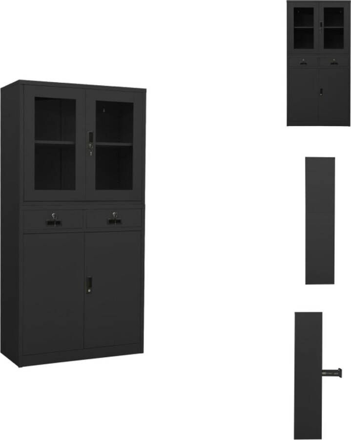 VidaXL Archiefkast Staal 90 x 40 x 180 cm Antraciet 3 verstelbare schappen Kast