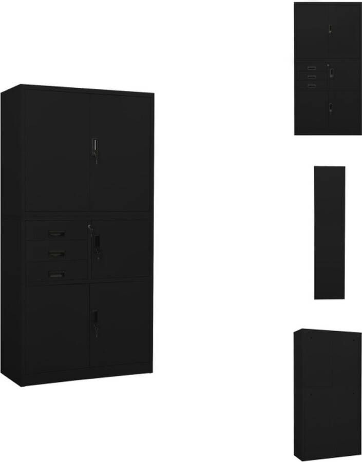 VidaXL Kantoorkast Kantoorkasten Kabinet Kabinetten Kantoorkast 90x40x180 cm staal zwart