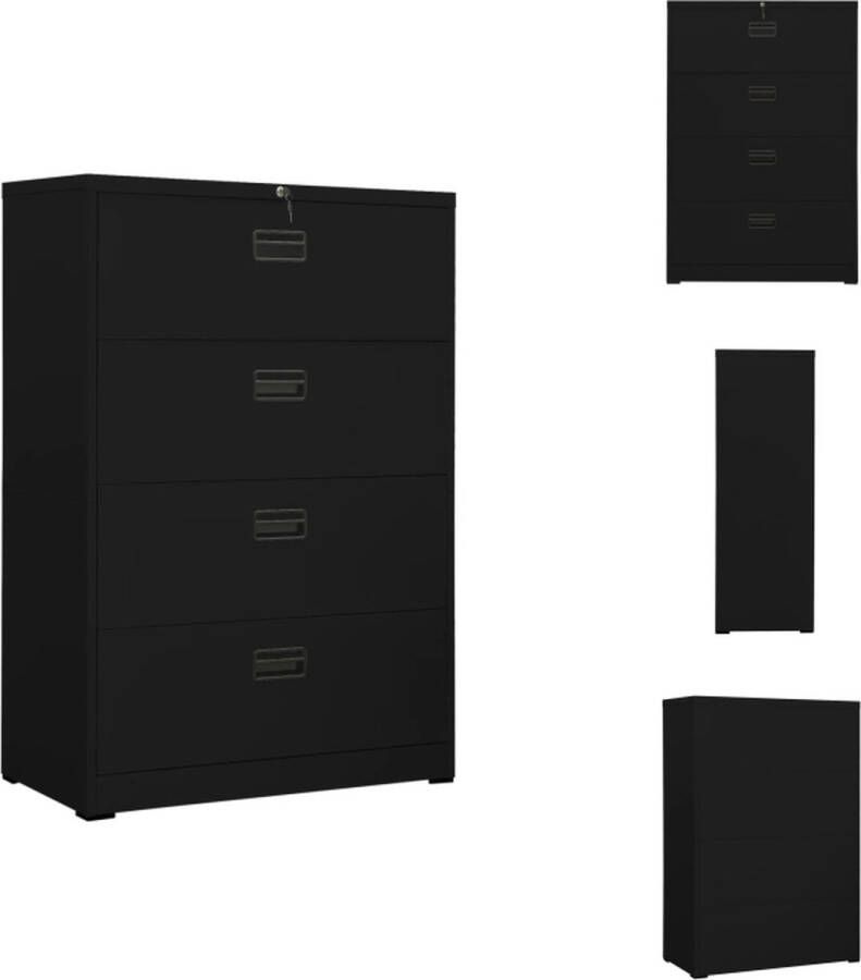 VidaXL Ladeblok Ladeblokken Ladenblok Ladenblokken Archiefkast 90x46x134 cm staal zwart