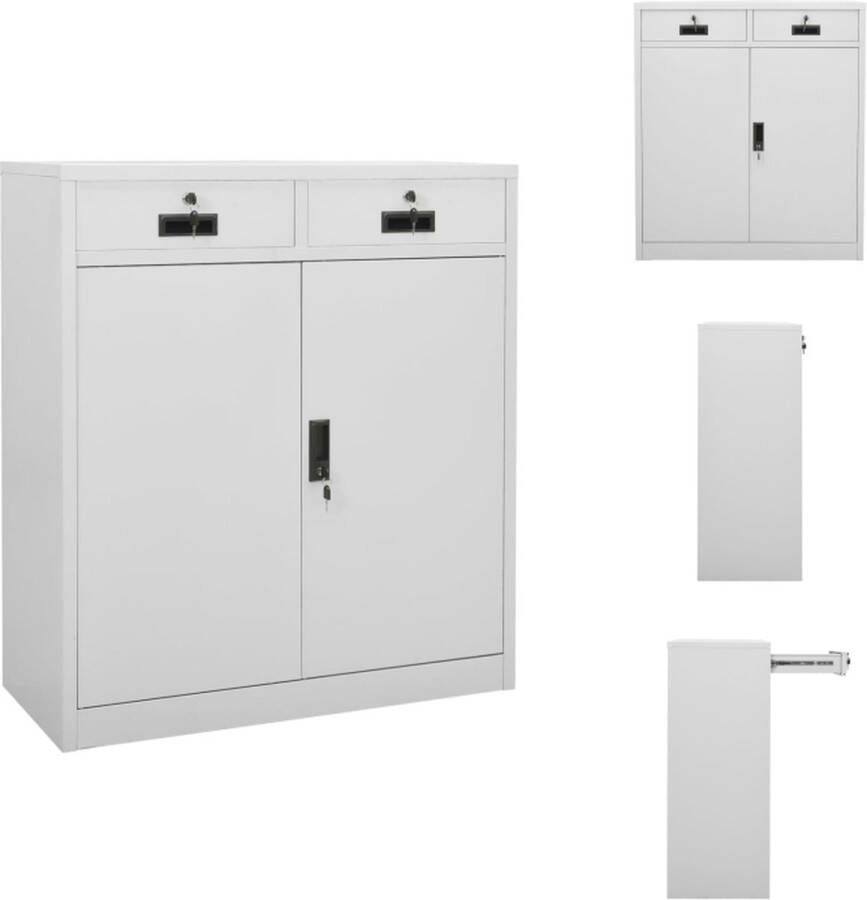 VidaXL Archiefkast Staal 90x40x102 cm 2 verstelbare schappen 2 lades Lichtgrijs Kast