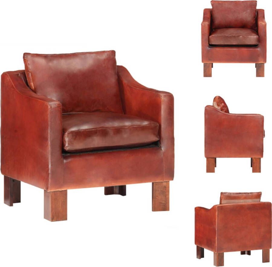 vidaXL Armstoel Luxe kuipstoel Donkerbruin 63 x 55 x 60 cm Echt geitenleer Fauteuil