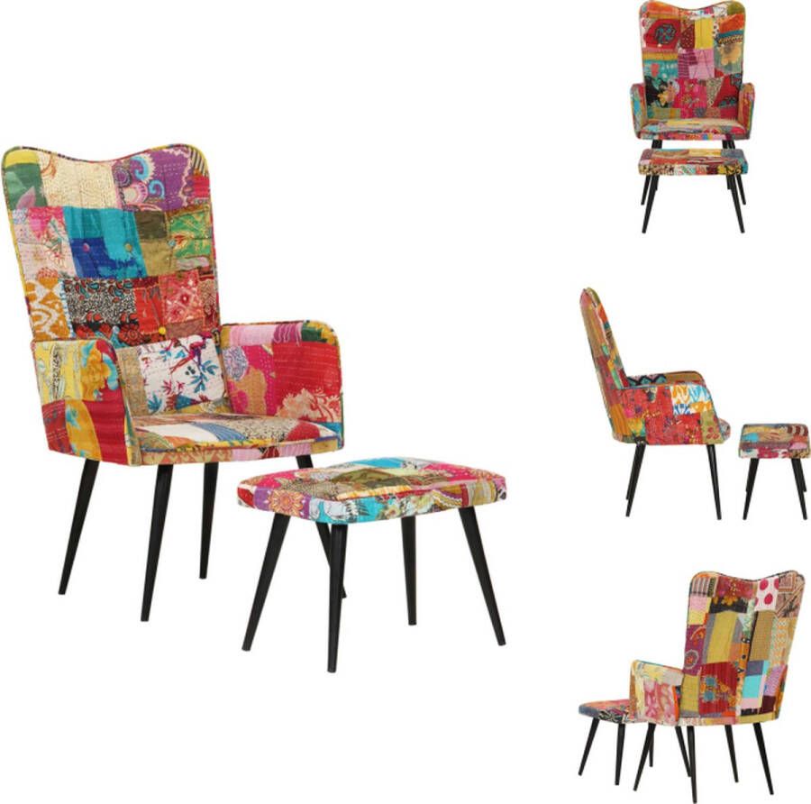 vidaXL Armstoel Patchwork Gestoffeerd 55 x 43 x 97 cm Multi-functioneel Fauteuil