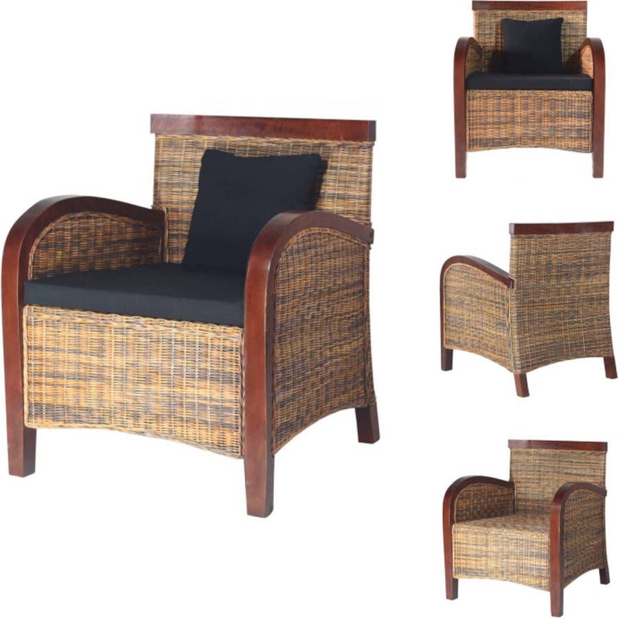 vidaXL Armstoel Rattan 69 x 66 x 79 cm Tropische uitstraling Fauteuil