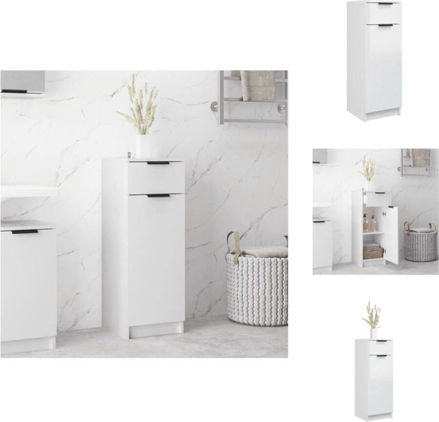 VidaXL Badkamerkast Badkamerkasten Badkamer Kast Badkamerkastje Badkamerkast 32x34x90 cm bewerkt hout hoogglans wit