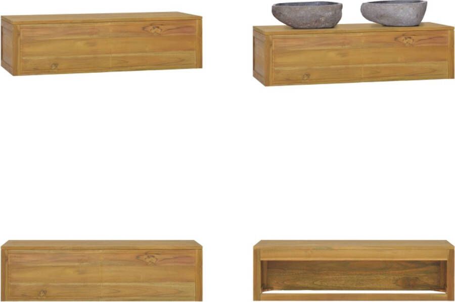 VidaXL Badkamerwandkast 110x45x30 cm massief teakhout Badkamerkast Badkamerkasten Badkamer Kast Badkamerkastje