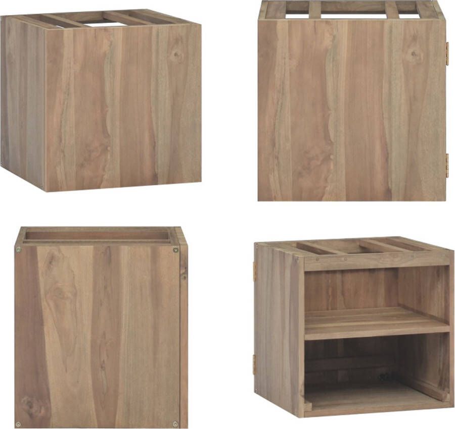 VidaXL Badkamerwandkast 46x25-5x40 cm massief teakhout Badkamerkast Badkamerkasten Badkast Houten Kast