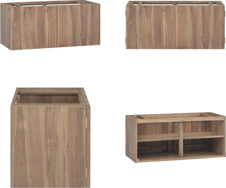 VidaXL Badkamerwandkast 90x39x40 cm massief teakhout Badkamerkast Badkamerkasten Badkast Houten Kast