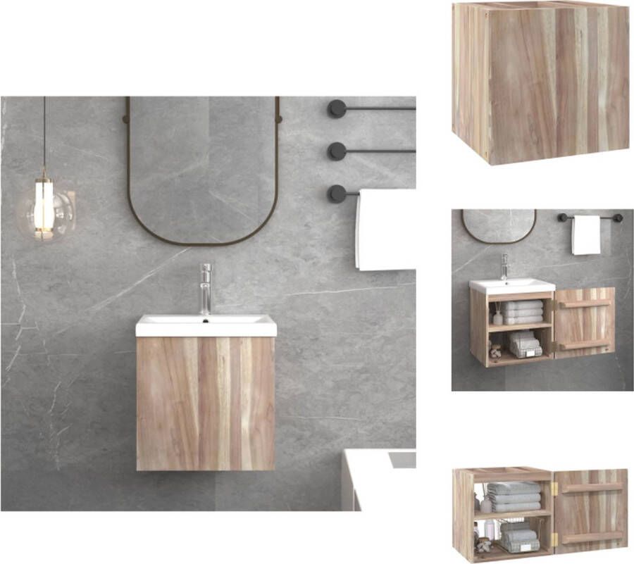 VidaXL Badkamerkast Badkamerkasten Badkast Houten Kast Badkamerwandkast 41x38x40 cm massief teakhout - Foto 2