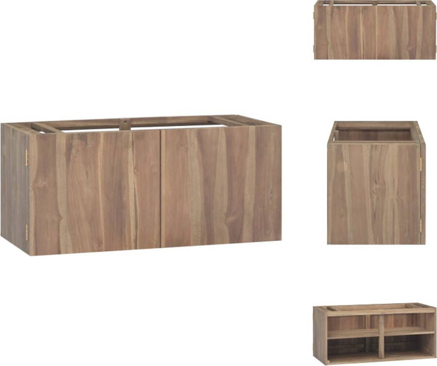 VidaXL Badkamerkast Badkamerkasten Badkast Houten Kast Badkamerwandkast 90x39x40 cm massief teakhout - Foto 2
