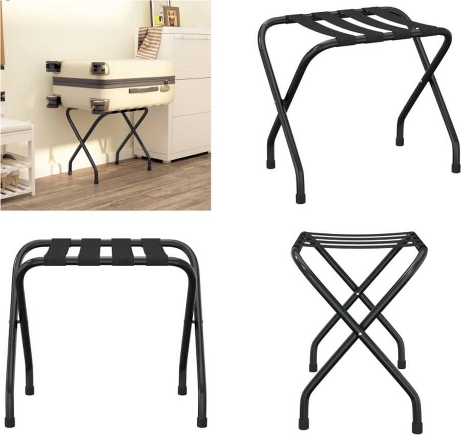 VidaXL Bagagerek 56x40x49 cm zwart Bagagerek Met Rugleuning Bagagerekken Met Rugleuning Hotel Bagagerek Logement Bagagerek