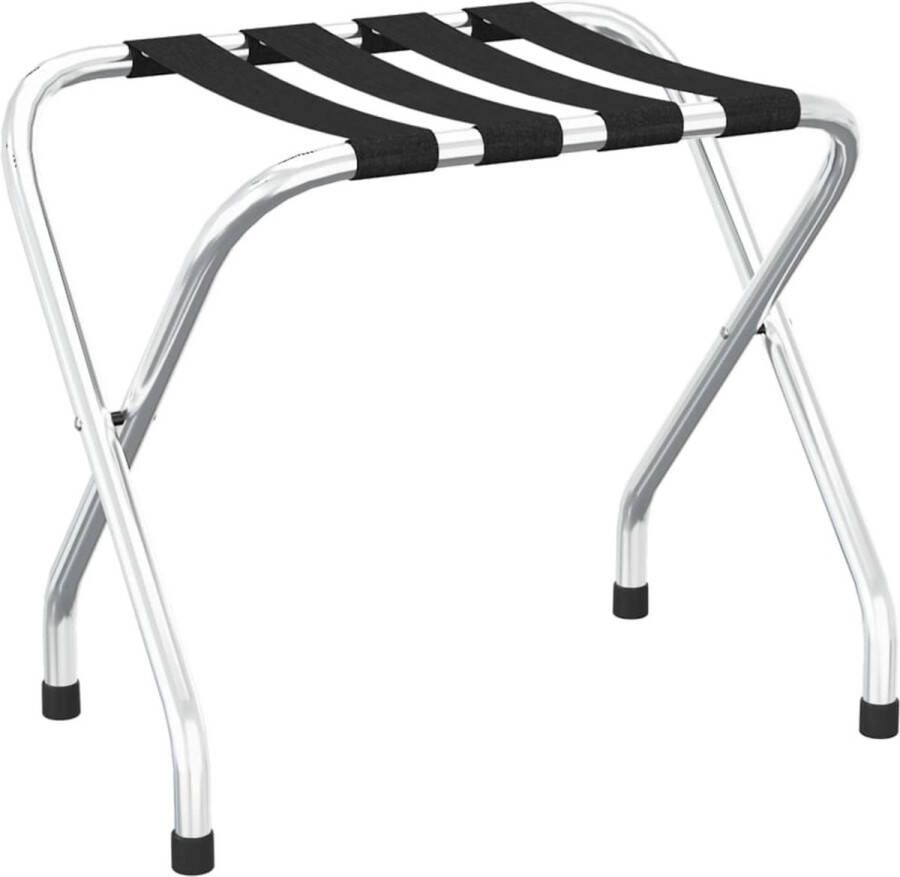 VidaXL Bagagerek 56x40x49 cm zwart en zilver Bagagerak Hotel Bagagerek Reis Accessoires Bagagedrager Nylonband