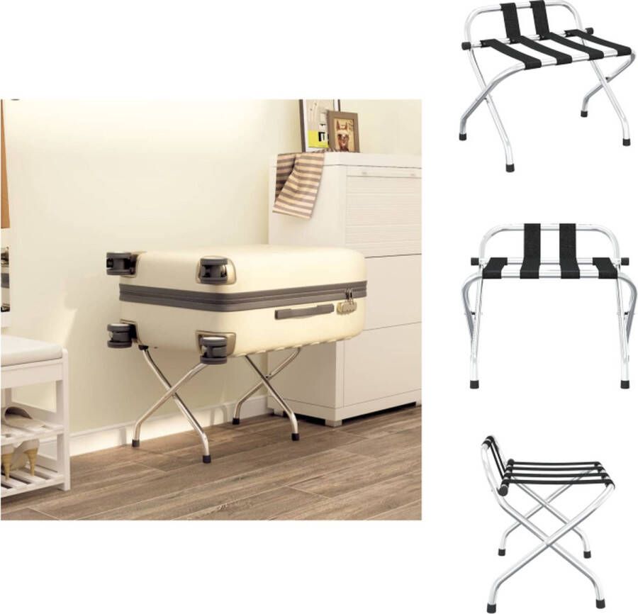 VidaXL Bagagerek Met Rugleuning Bagagerekken Met Rugleuning Hotel Bagagerek Logement Bagagerek met rugleuning 56x39x52 cm zilverkleurig - Foto 2