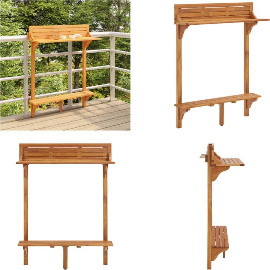 VidaXL Balkonbartafel 90x37x122 5 cm massief acaciahout Bartafel Bartafels Tafel Tafels