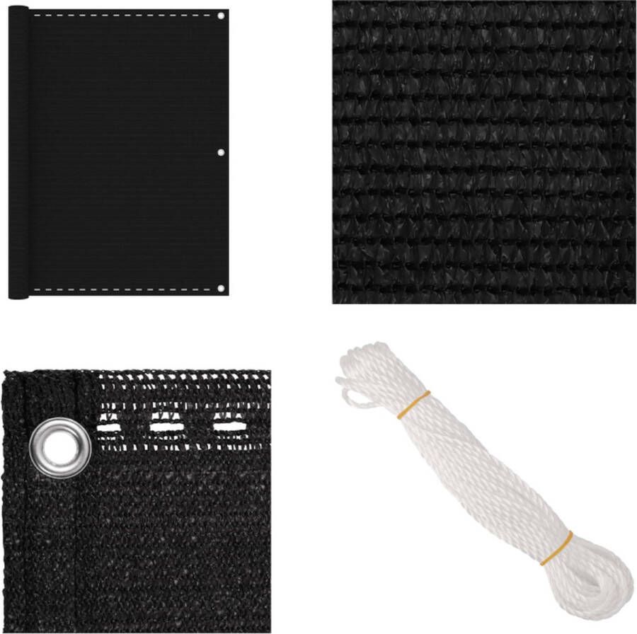 VidaXL Balkonscherm 120x300 cm HDPE zwart Balkonscherm Balkonschermen Privacyscherm Scherm