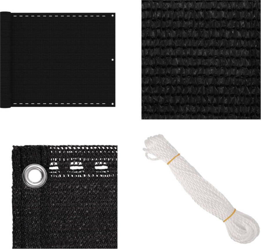 VidaXL Balkonscherm 75x400 cm HDPE zwart Balkonscherm Balkonschermen Privacyscherm Scherm