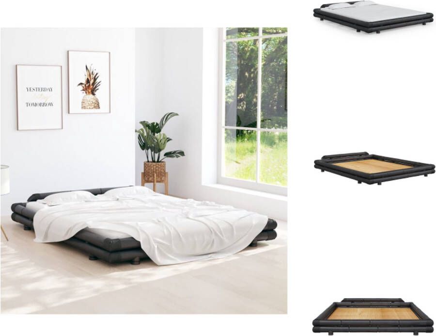 VidaXL Bamboe Bedframe Rustieke stijl 220x180x36.5 cm Stevige lattenbodem Montage vereist Bed