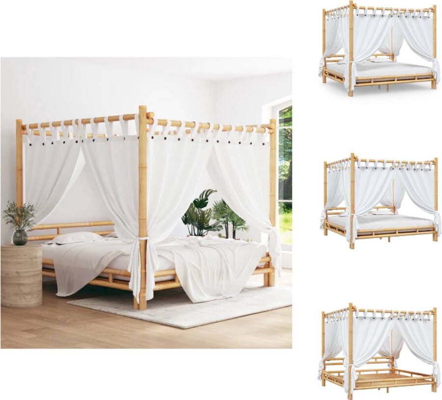 VidaXL Bamboe Hemelbed 220 x 220 x 200 cm Inclusief lattenbodem Geschikt voor 200 x 200 cm matras Rustiek design Bed