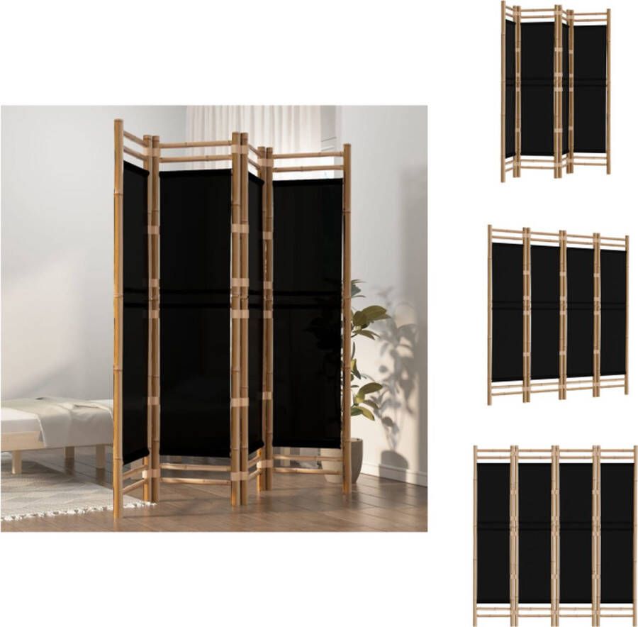 VidaXL Kamerscherm Kamerschermen Scheidingswand Ruimteverdeler Kamerscherm 4-panelen inklapbaar 160 cm bamboe en canvas