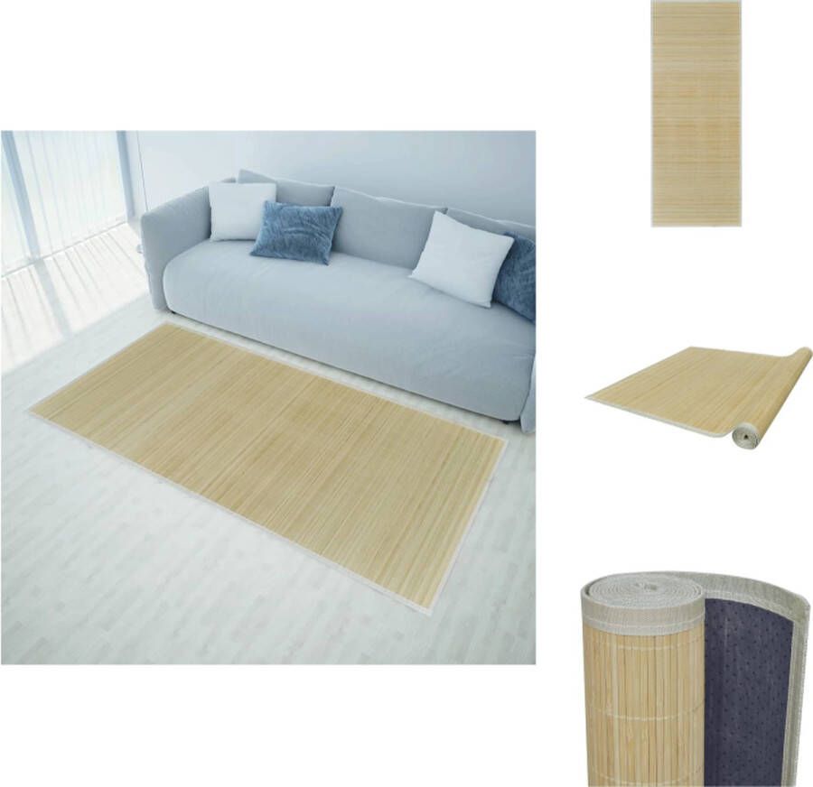 VidaXL Bamboe Mat 120 x 180 cm PVC Anti-slip Neutrale kleur Polyester Vloerkleed